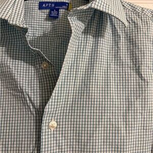 Apt. 9 Men's Green and White Plaid Shirt